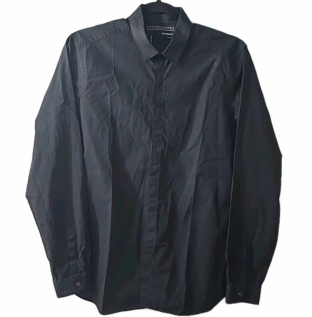 NEW THE KOOPLES men's absolute colour button down shirt in black